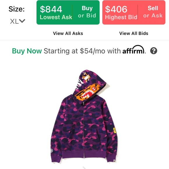 COPY - Bape Tiger Full Zip Hoodie FW/18